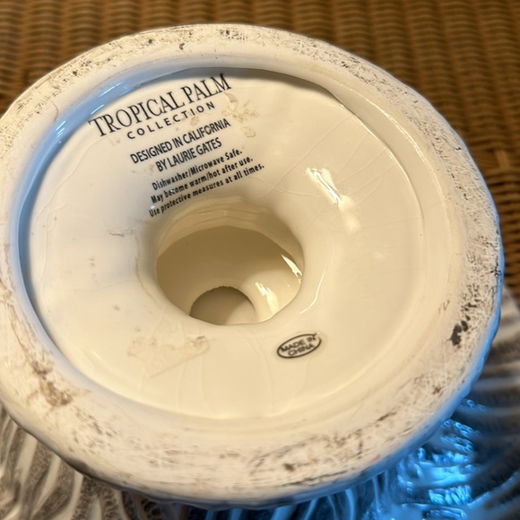 Vintage 'Tropical Palm' Hand Made Designer Laurie Gates Collection Compote - Picture 10 of 11